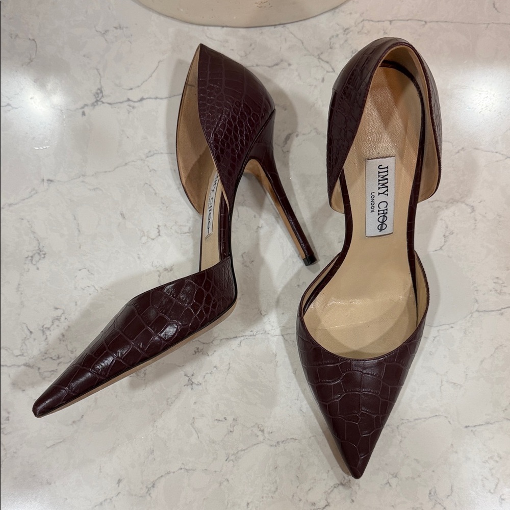 Jimmy Choo Dark Brown Croc-Embossed Heels size 40/9